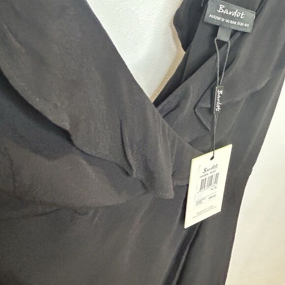 Bardot‎ Dress Midi Black Fishtail LBD Sleeveless Size 8 (M) Stirs front and back - Picture 5 of 11